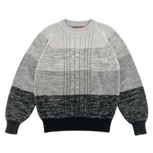 90s gray black color block crewneck sweater 1990s vintage